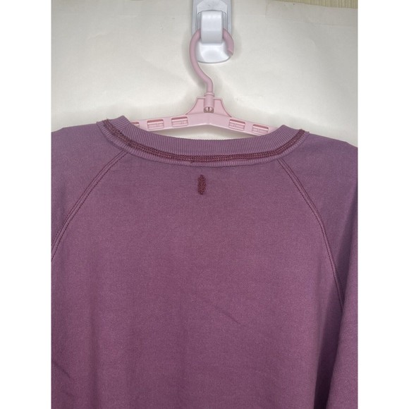 FREE PEOPLE MOVEMENT Cropped Sweatshirt w/ Yellow Rose Logo - Plum - Large [NWT] - Picture 4 of 8